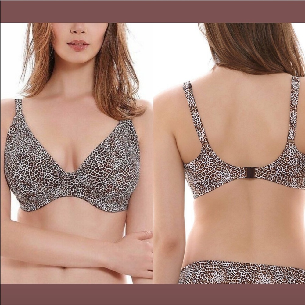 NWT $74 Freya Rumble Underwire Bikini Top in Leopard [SZ 30H or 30FF US] #3179‎